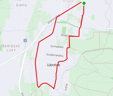 5,6 km cestný bežecký okruh Ľubotice Prešov